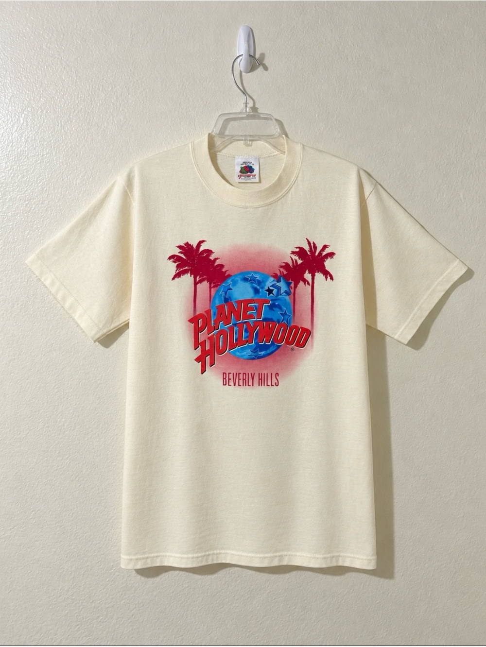 Vintage Planet Hollywood Beverly Hills Cream Graphic T-Shirt Medium